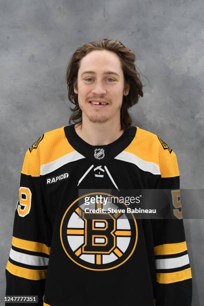 Tyler Bertuzzi of the Boston Bruins poses for his official headshot before the game against the New York Rangers at the TD Garden on March 4, 2023 in...