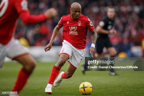 Andre Ayew of Nottingham Forest during the Premier League match between Nottingham Forest and Everton FC at City Ground on March 5, 2023 in...