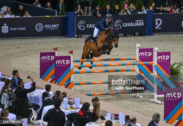 Donatas Janciauskas of Lithuania riding COOL QUARTZ competes during the final of the PKO Bank Polski GRAND PRIX of the FEI JUMPING WORLD CUP, at the...