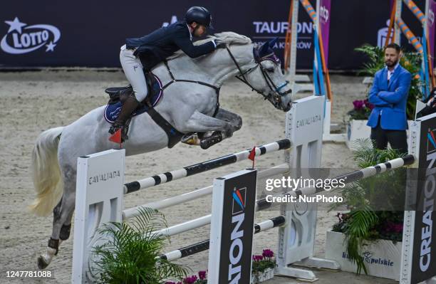 Hubert Polowczyk riding M BLUE'S BOY Z competes during the final of the PKO Bank Polski GRAND PRIX of the FEI JUMPING WORLD CUP, at the Cavaliada...