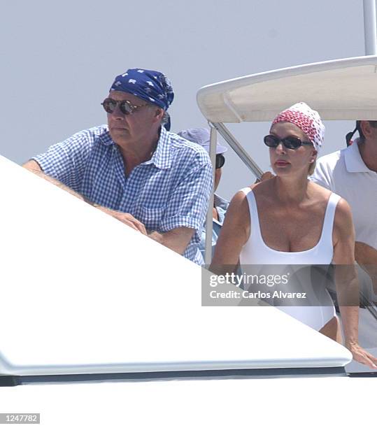 Designer Carolina Herrera and her husband, Reinaldo Herrera, attend the fith day of 21st Shaling Trophy "Copa del Rey" onboard the "Thais" August 3,...