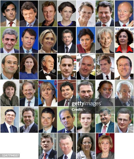 Combo of members of the new French government named on June 23, 2008. Prime minister Francois Fillon, minister for Ecology, sustainable development...