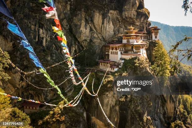 bhutan, taktshang - tiger nest - paro valley stock pictures, royalty-free photos & images