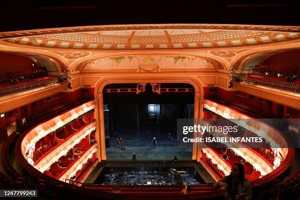 Photograph taken on January 27, 2023 shows a general view of the main stage at the Royal Opera House in Covent Garden, central London. - From the...
