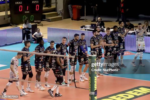 Sir Perugia start game. During the Volleyball Italian Serie A Men Superleague Championship Gioiella Prisma Taranto vs Sir Safety Susa Perugia on...