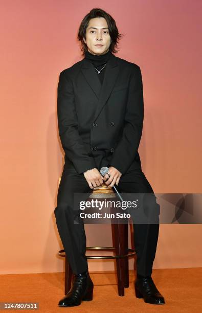 Actor Tomohisa Yamashita attends the BVLGARI Aurora Awards Press Conference on March 6, 2023 in Tokyo, Japan.