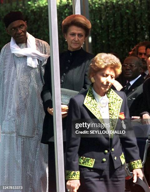 General Secretary of the Academie Francaise Helene Carrere d'Encausse returns to her chair after presenting her condolence to Senegalese President...