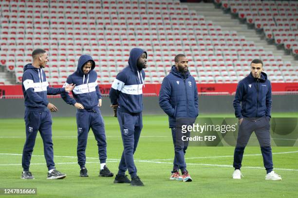 Youssouf M CHANGAMA MCHANGAMA - 35 Kevin DANOIS - 24 Kenji-Van BOTO - 17 Lassine SINAYOKO - 13 Akim ZEDADKA during the Ligue 1 Uber Eats match...