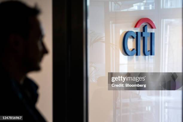 The logo of Citigroup Inc. At the entrance to the bank's office in Paris, France, on Monday, Feb. 27, 2023. Citigroup is building a new trading floor...