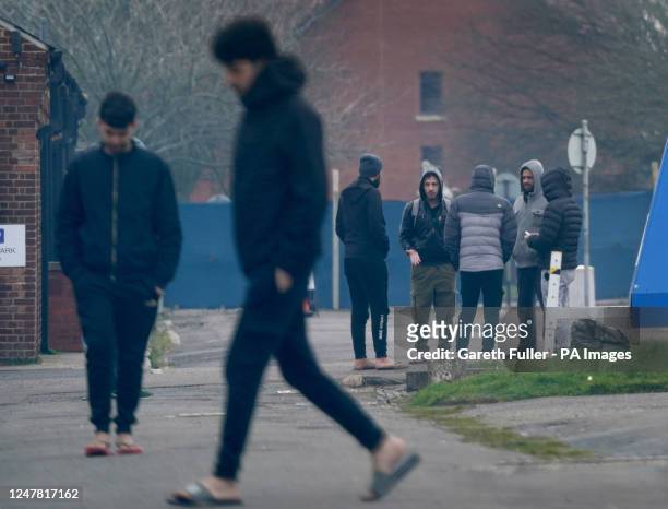 Migrants housed at Napier Barracks in Folkestone, Kent. Picture date: Monday March 6, 2023.