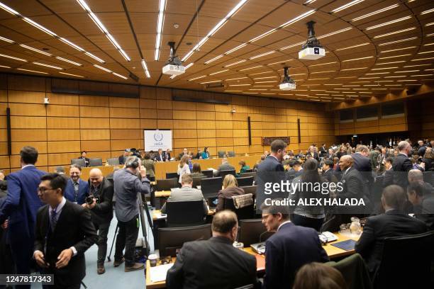 General view of the Board of Governors' meeting of the International Atomic Energy Agency at the agency's headquarters in Vienna, Austria on March 6,...