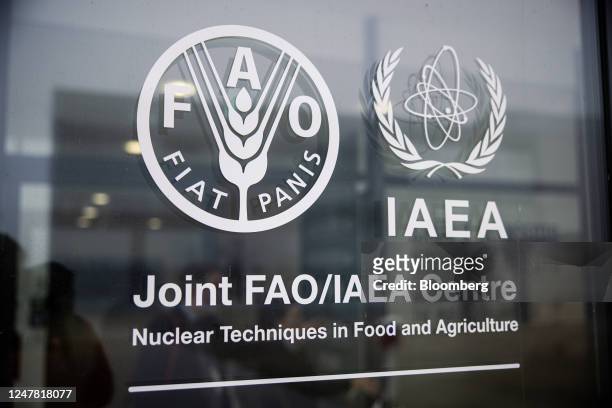 Sign indicating a collaboration between the Food and Agriculture Organization and the International Atomic Energy Agency at the IAEA nuclear...