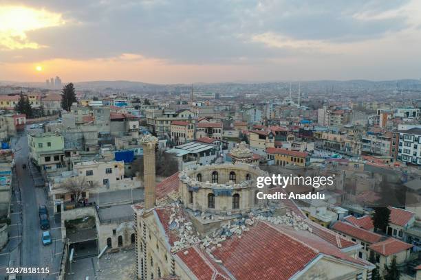 An aerial view of damaged historical Kurtulus Mosque, drawing the attention of both local and foreign visitors due to its proximity to the historical...