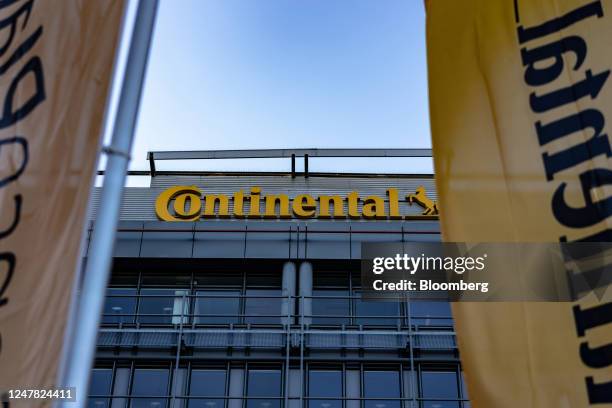 The logo of Continental AG at the company's manufacturing plant in Frankfurt, Germany, on Friday, March 3, 2022. The German auto supplier is...