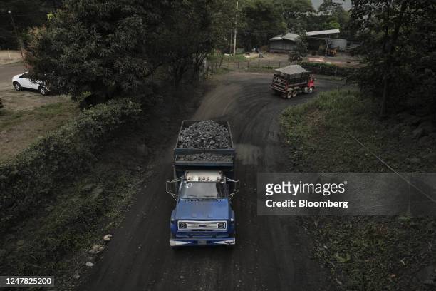 Trucks transport coking coal at a Carbomax de Colombia facility near Cucuta, Norte de Santander department, Colombia, Saturday, March 4, 2023....