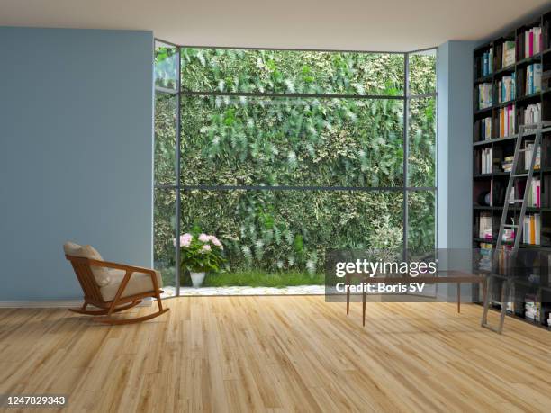 library room with garden wall - nicho imagens e fotografias de stock