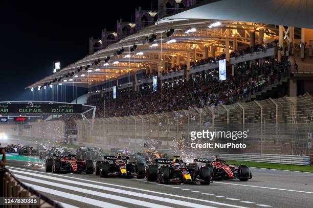 Max Verstappen of Netherlands, Oracle Red Bull Racing, RB19 - Honda RBPT, action 16 Charles Leclerc of Monaco, Scuderia Ferrari, SF-23 - Ferrari,...