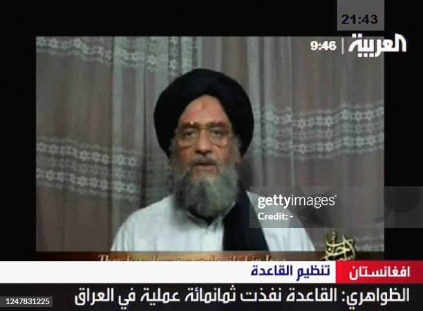 An image grab taken 29 April 2006 from a video tape aired by the pan-Arab news channel Al-Arabiya shows Al-Qaeda number two Ayman al-Zawahiri reading...