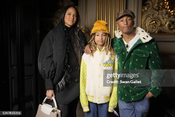 Helen Lasichanh, Rocket Ayer Williams and Pharrell Williams at Louis Vuitton Fall 2023 Ready To Wear Runway Show on March 6, 2023 at the Musee dOrsay...