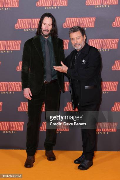 Keanu Reeves and Ian McShane attend the UK Gala Screening of "John Wick: Chapter 4" at Cineworld Leicester Square on March 6, 2023 in London, England.