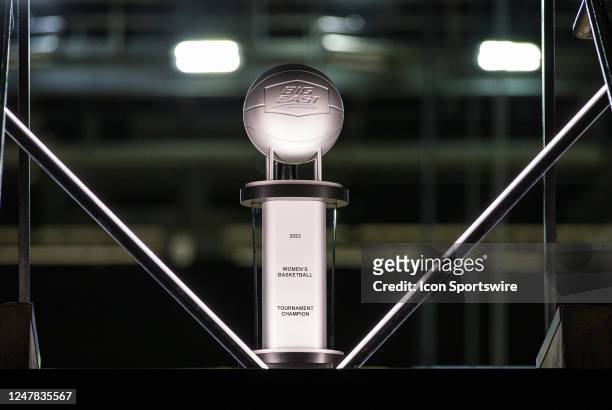 General view of the championship trophy during the Big East Women's Basketball Tournament on March 5 at Mohegan Sun Arena in Uncasville, CT.