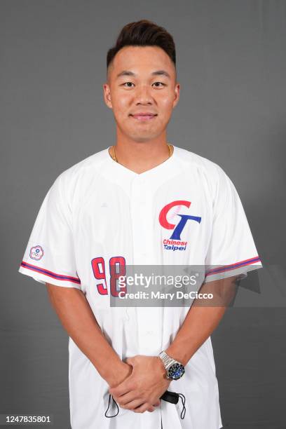 Po-Jung Wang poses for a photo during the Team Chinese Taipei 2023 World Baseball Classic Headshots at Windsor Hotel Taichung on Friday, March 3,...