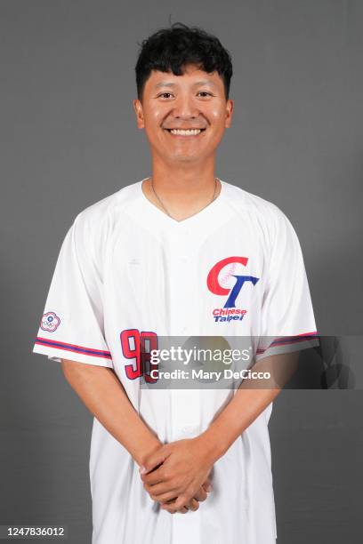 Yu-Hsun Chen poses for a photo during the Team Chinese Taipei 2023 World Baseball Classic Headshots at Windsor Hotel Taichung on Friday, March 3,...