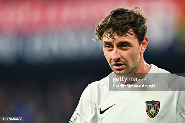 Giacomo Calò of Cosenza looks on during the Serie B match between Genoa CFC v Cosenza at Stadio Luigi Ferraris on March 6, 2023 in Genoa, Italy.