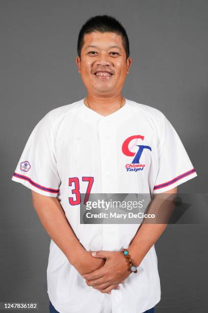Chiang-Ho Chen poses for a photo during the Team Chinese Taipei 2023 World Baseball Classic Headshots at Windsor Hotel Taichung on Friday, March 3,...