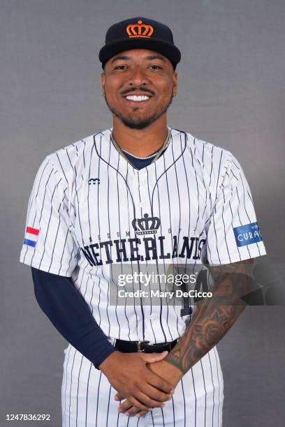 Chadwick Tromp of Team Netherlands poses for a photo during the Team Netherlands 2023 World Baseball Classic Headshots on Sunday, March 5, 2023 in...