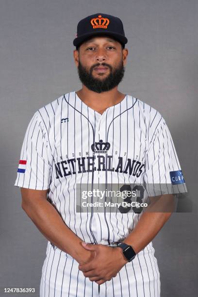 Kevin Kelly of Team Netherlands poses for a photo during the Team Netherlands 2023 World Baseball Classic Headshots on Sunday, March 5, 2023 in...