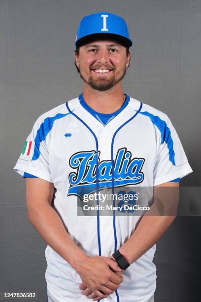 Dominic Miroglio of Team Italy poses for a photo during the Team Italy 2023 World Baseball Classic Headshots at Taichung Intercontinental Baseball...