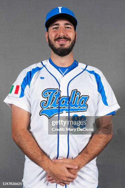 Nicolo Pinazzi of Team Italy poses for a photo during the Team Italy 2023 World Baseball Classic Headshots at Taichung Intercontinental Baseball...