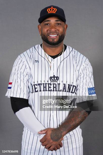 Wladimir Balentien of Team Netherlands poses for a photo during the Team Netherlands 2023 World Baseball Classic Headshots on Sunday, March 5, 2023...