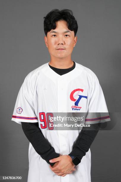 Kun-Yu Chiang poses for a photo during the Team Chinese Taipei 2023 World Baseball Classic Headshots at Windsor Hotel Taichung on Friday, March 3,...