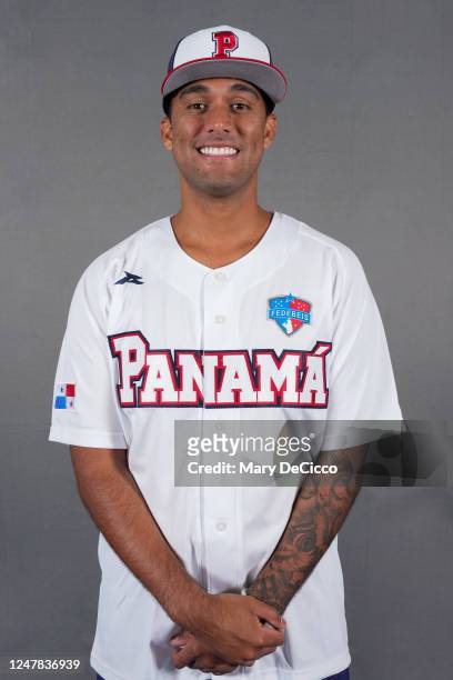Randall Delgado of Team Panama poses for a photo during the Team Panama 2023 World Baseball Classic Headshots at Taichung Intercontinental Baseball...