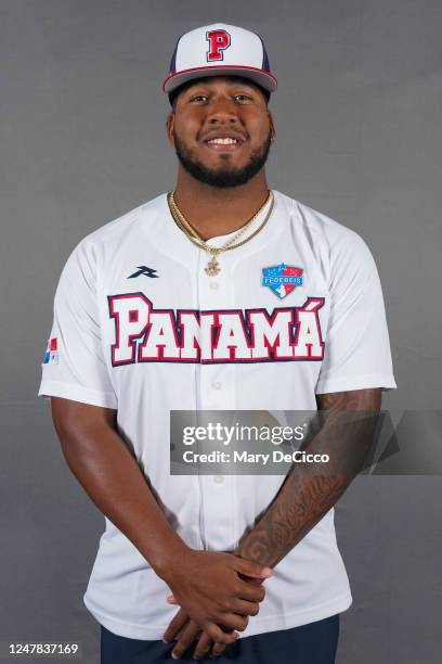 Alberto Baldonado of Team Panama poses for a photo during the Team Panama 2023 World Baseball Classic Headshots at Taichung Intercontinental Baseball...