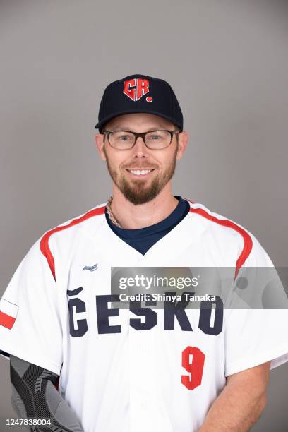 Eric Sogard of Team Czech Republic poses for a photo during the Team Czech Repblic 2023 World Baseball Classic Headshots at Hinata Sun Marine Stadium...