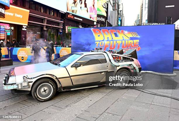 Back to the Future: The Musical on Good Morning America on Wednesday, March 1, 2023 on ABC. DELOREAN