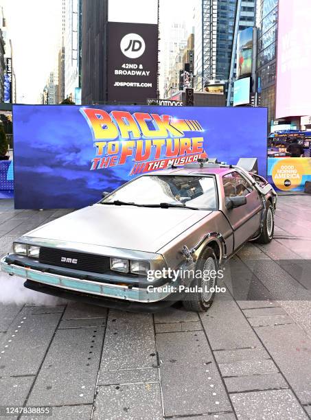 Back to the Future: The Musical on Good Morning America on Wednesday, March 1, 2023 on ABC. DELOREAN