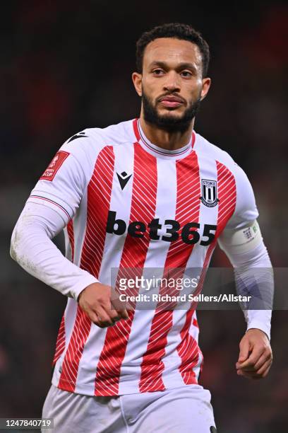 Lewis Baker of Stoke City running during the Emirates FA Cup Fifth Round match between Stoke City and Brighton & Hove Albion at Bet365 Stadium on...
