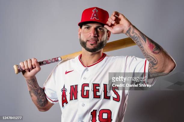 Luis Barrera of the Los Angeles Angels poses for a photo during the Los Angeles Angels Photo Day at Tempe Diablo Stadium on Tuesday, February 21,...