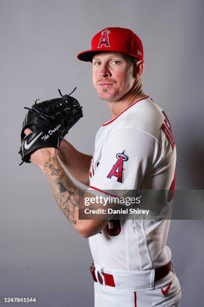 Chris Devenski of the Los Angeles Angels poses for a photo during the Los Angeles Angels Photo Day at Tempe Diablo Stadium on Tuesday, February 21,...