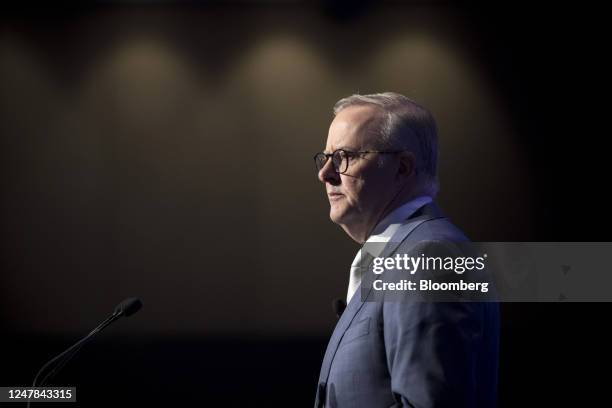 Anthony Albanese, Australia's prime minister, during the AFR Business Summit in Sydney, Australia, on Tuesday, March 7, 2023. The summit runs through...