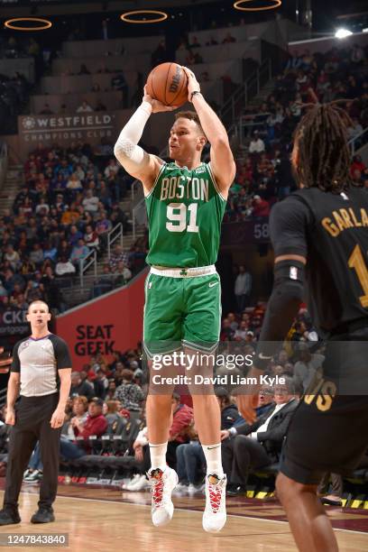 Blake Griffin of the Boston Celtics shoots the ball during the game against the Cleveland Cavaliers on March 6, 2023 at Rocket Mortgage FieldHouse in...