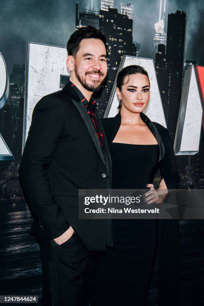 Mike Shinoda and Demi Lovato at the premiere of "Scream VI" held at AMC Lincoln Square on March 6, 2023 in New York City.