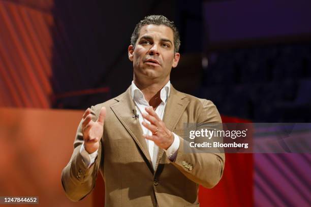 Francis Suarez, mayor of Miami, speaks during the Aspen Ideas: Climate conference in Miami Beach, Florida, US, on Monday, March 6, 2023. Aspen Ideas:...