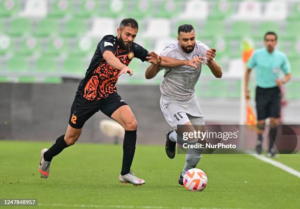 Khaled Abdelraout Alrigi of Umm Salal SC and Ismail Elhaddad of Al-Khor SC battle for the ball during the Amir Cup Qatar 22/23 match between Umm...