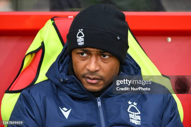 Andr Ayew of Nottingham Forest on the bench during the Premier League match between Nottingham Forest and Everton at the City Ground, Nottingham on...