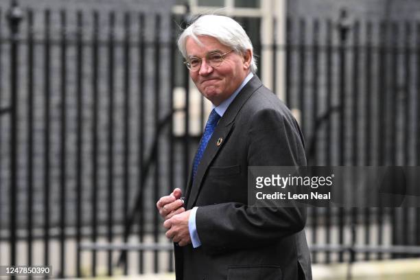 Minister of State Andrew Mitchell arrives in Downing Street as Ministers gather for the weekly Cabinet meeting on March 7, 2023 in London, England.